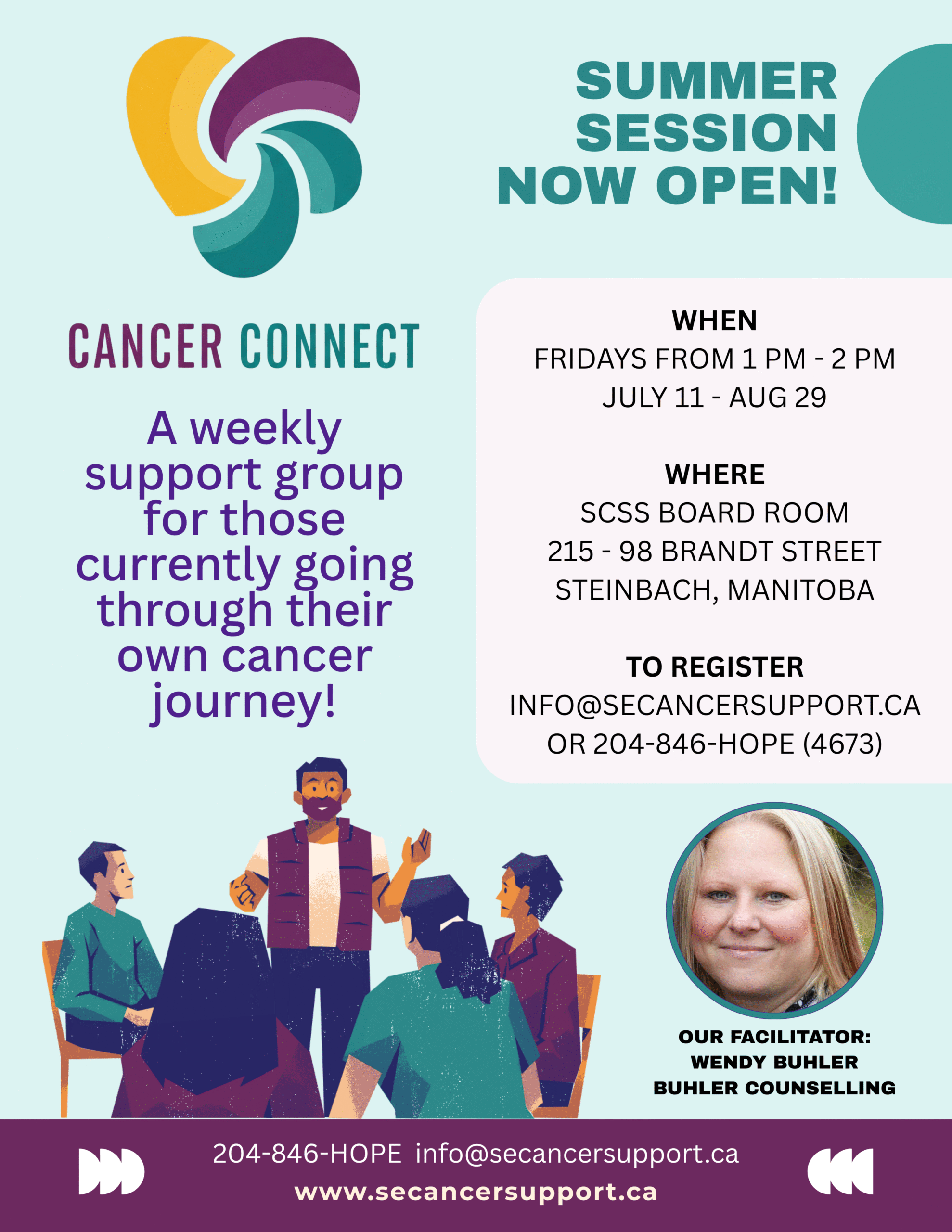 Beige and Purple Modern Illustrative Grief Support Flyer
